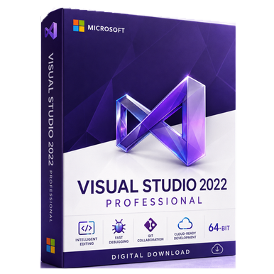 Microsoft Visual Studio 2022 Professional – Perpetual License product package and licence artwork