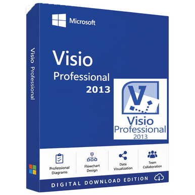 Microsoft Visio Professional 2013 for Windows product package and licence artwork