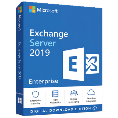 Microsoft Exchange Server 2019 Enterprise – 64-bit product package and licence artwork