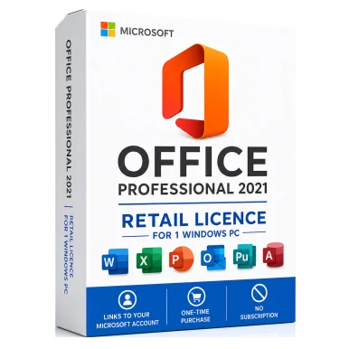 Microsoft Office Professional Plus 2021 Retail Licence – Microsoft Account product package and licence artwork