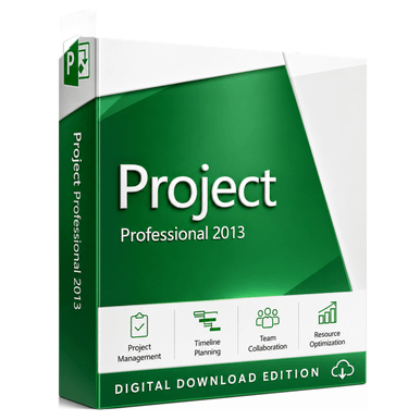 Microsoft Project 2013 Professional - Perpetual Windows License (Digital Download) product package and licence artwork