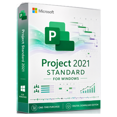 Microsoft Project 2021 Standard for Windows | One-Time Purchase | Digital Download product package and licence artwork