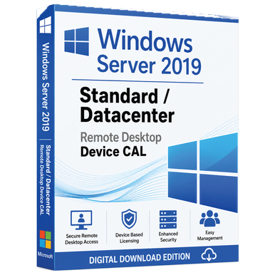 Microsoft Windows Server 2019 RDS Device CALs product package and licence artwork