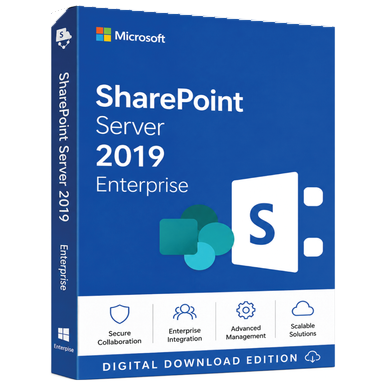 Microsoft SharePoint Server 2019 Enterprise product package and licence artwork