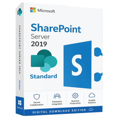 Microsoft SharePoint Server 2019 Standard product package and licence artwork