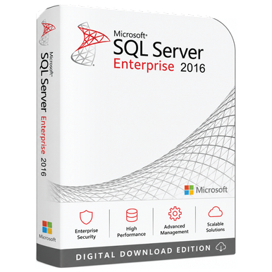 Microsoft SQL Server 2016 Enterprise Retail Core Licence product package and licence artwork
