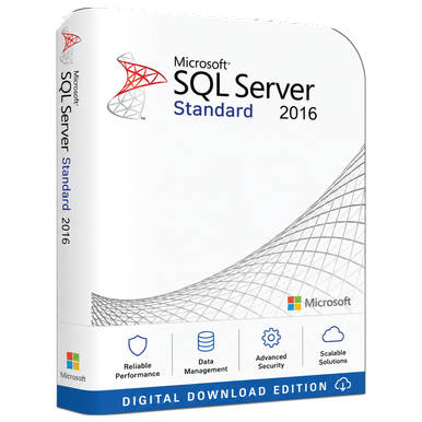 Microsoft SQL Server 2016 Standard – Per Core Licence product package and licence artwork