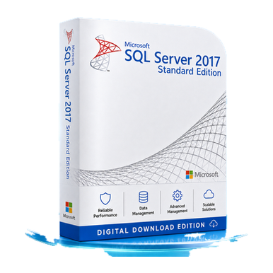 Microsoft SQL Server 2017 Standard — Per Core Licence product package and licence artwork