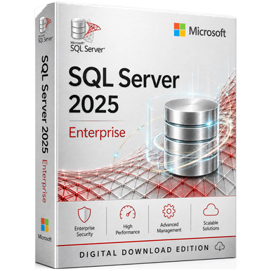 Microsoft SQL Server 2025 Enterprise — Perpetual Core License product package and licence artwork