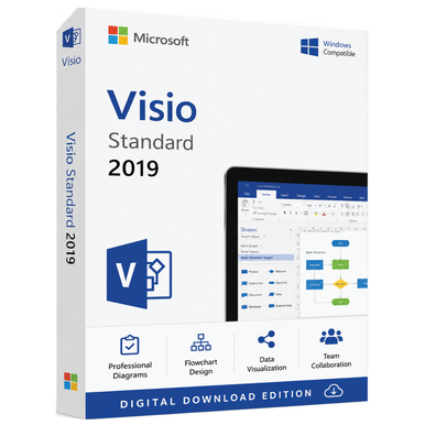 Microsoft Visio 2019 Standard product package and licence artwork