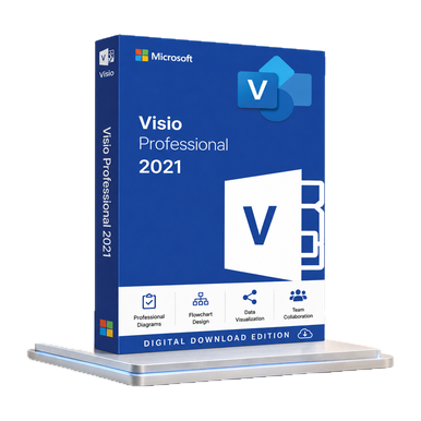 Microsoft Visio Professional 2021 – Windows PC Digital Download (32/64-bit) product package and licence artwork