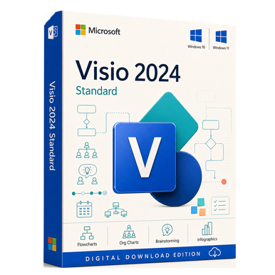 Microsoft Visio Standard 2024 - Digital Download for Windows PC product package and licence artwork
