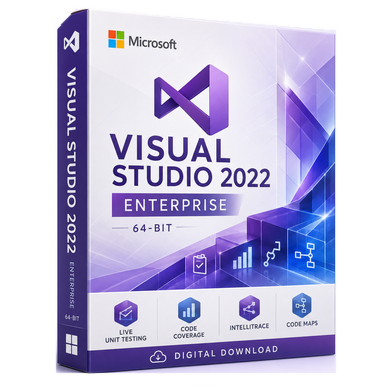 Microsoft Visual Studio 2022 Enterprise – Perpetual License product package and licence artwork