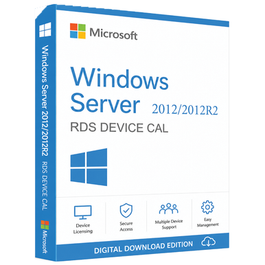 Microsoft Windows Server 2012 Remote Desktop Services — 50 Device CALs product package and licence artwork