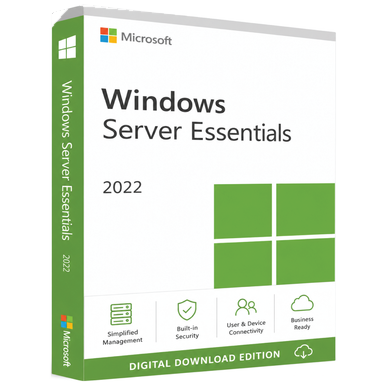 Microsoft Windows Server 2022 Essentials product package and licence artwork