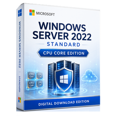Microsoft Windows Server 2022 Standard – CPU Core License product package and licence artwork