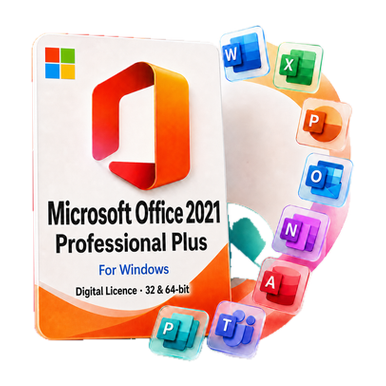 Microsoft Office 2021 Professional Plus for Windows product package and licence artwork