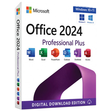 Microsoft Office 2024 Professional Plus for Windows product package and licence artwork