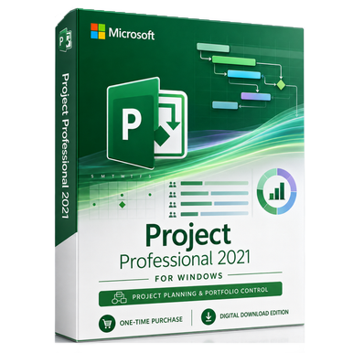 Microsoft Project Professional 2021 for Windows product package and licence artwork