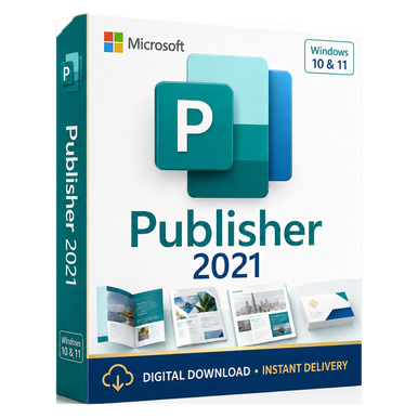 Microsoft Publisher 2021 product package and licence artwork