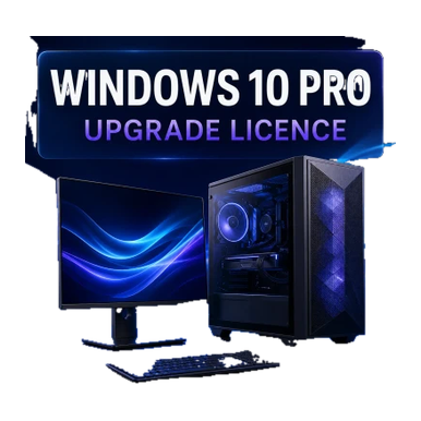 Microsoft Windows 10 Pro Upgrade Licence – 1 to 100 PCs product package and licence artwork