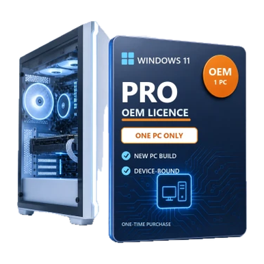 Microsoft Windows 11 Pro OEM Licence – 1 PC product package and licence artwork