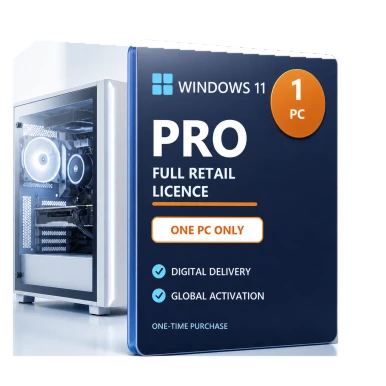 Microsoft Windows 11 Pro Retail Licence – 1 PC product package and licence artwork