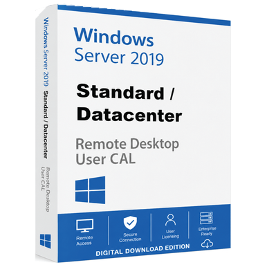 Microsoft Windows Server 2019 RDS User CALs product package and licence artwork