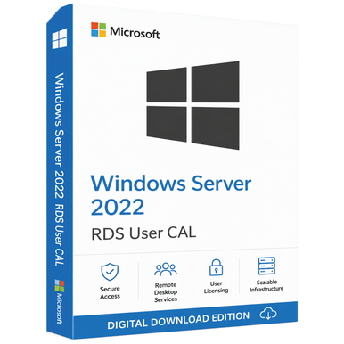 Microsoft Windows Server 2022 RDS User CALs product package and licence artwork