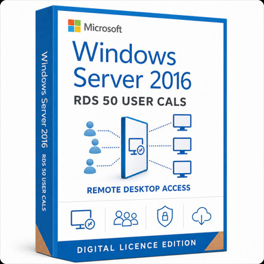 Windows Server 2016 RDS 50 User CALs product package and licence artwork